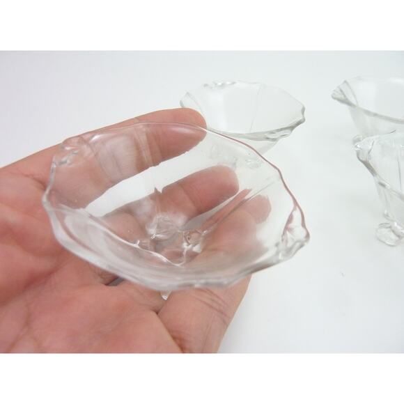 Vintage Salt Cellar Dipping Bowls Footed Small Dishes Glass - Picture 2 of 5